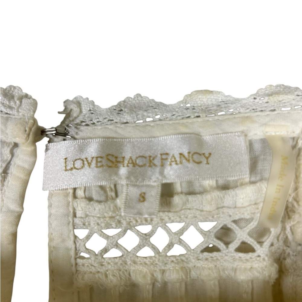 LoveShackFancy White Lace Ruffle Mini Dress SZ S Romantic Boho - Picture 7 of 9